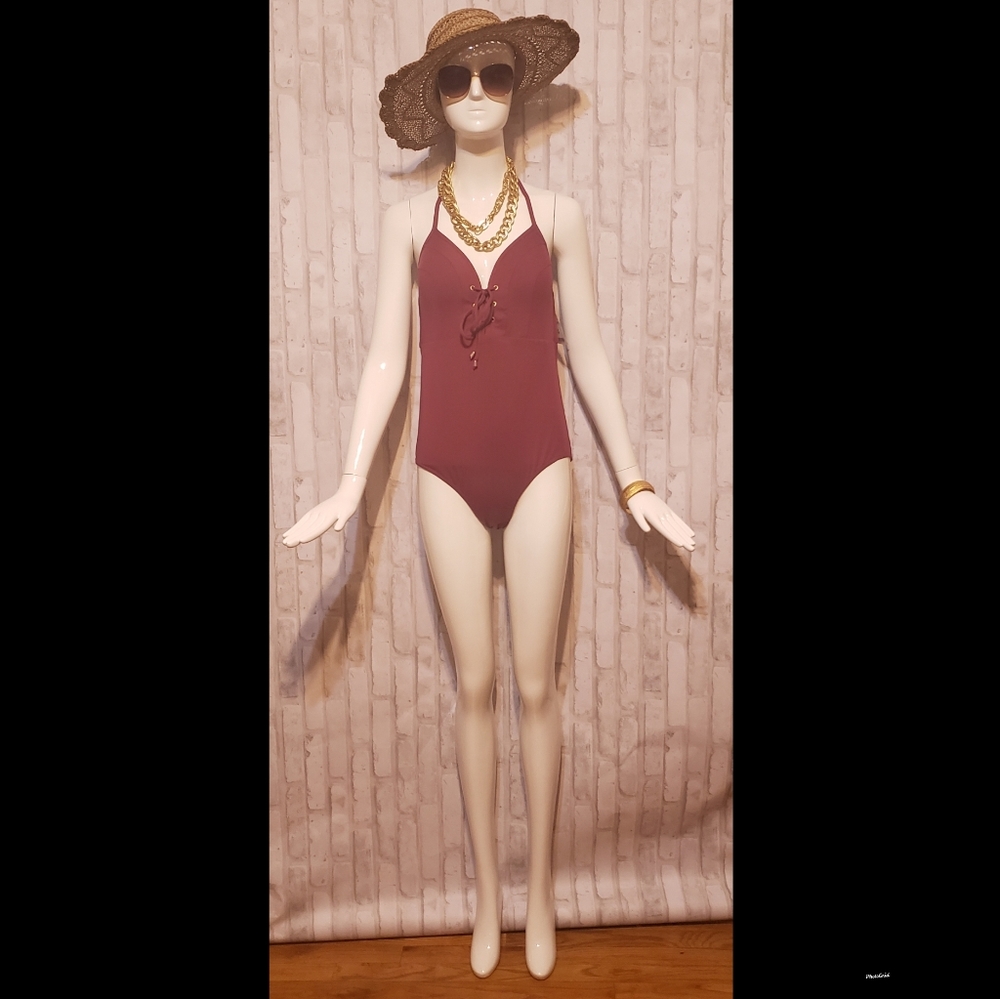 Nip Tuck Burgundy One Piece Bathsuit size 14